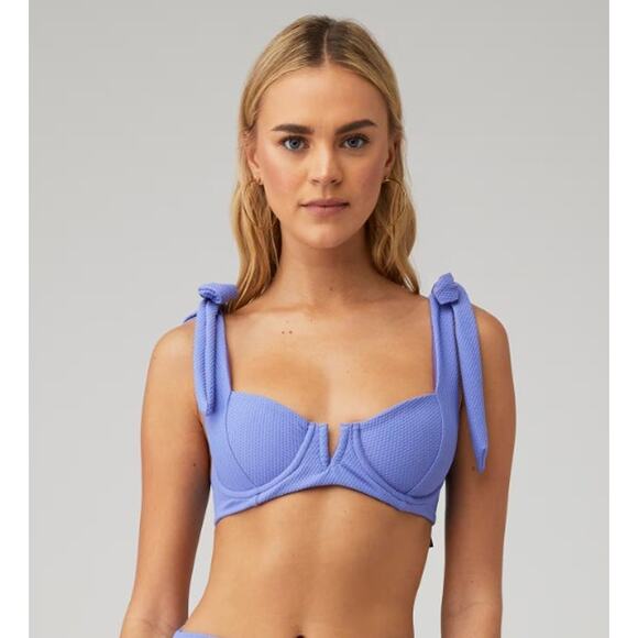 BEACH RIOT Women's Blair Bikini Top Small Periwinkle Purple Tie Shoulder NWT - Picture 1 of 14
